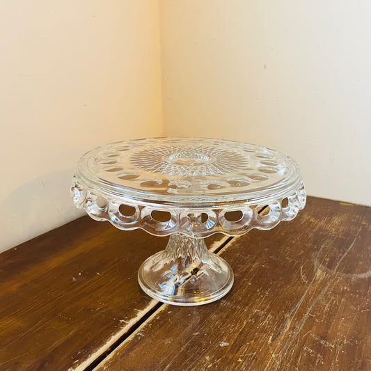 McKee Glass Plymouth Pattern Pedestal Cake Stand- Vintage