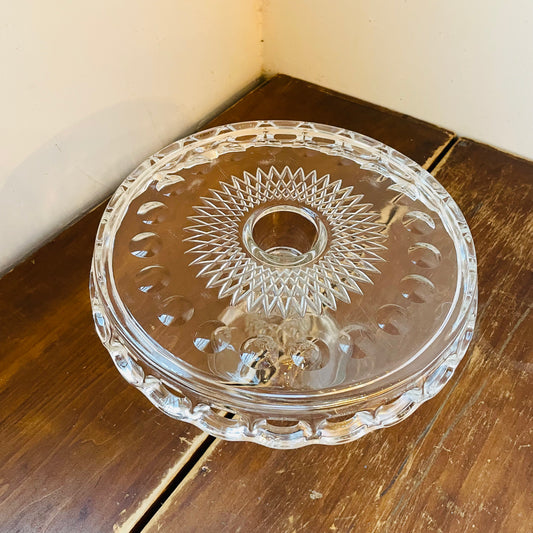 McKee Glass Plymouth Pattern Pedestal Cake Stand- Vintage