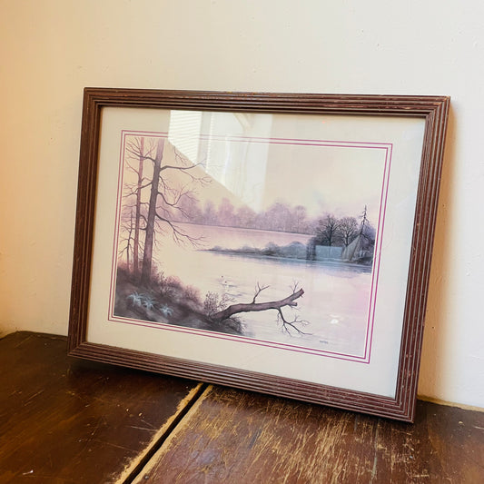 "Swans on a Pond" Framed Print- Vintage