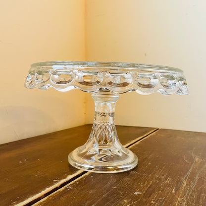 McKee Glass Plymouth Pattern Pedestal Cake Stand- Vintage