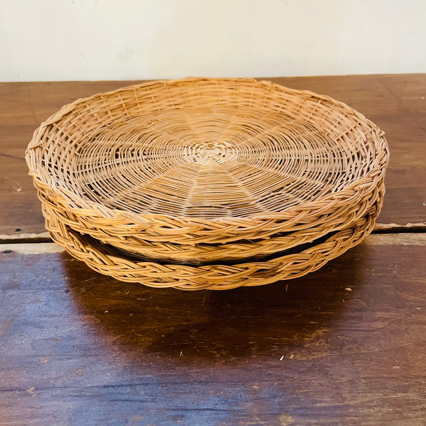 Set of 5 Wicker Plate Holders- Vintage