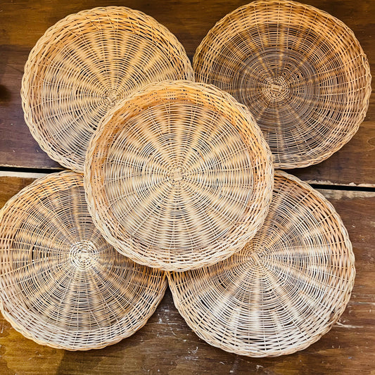 Set of 5 Wicker Plate Holders- Vintage