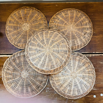 Set of 5 Wicker Plate Holders- Vintage
