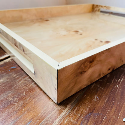 Burl Wood Rectangular Tray with Handles