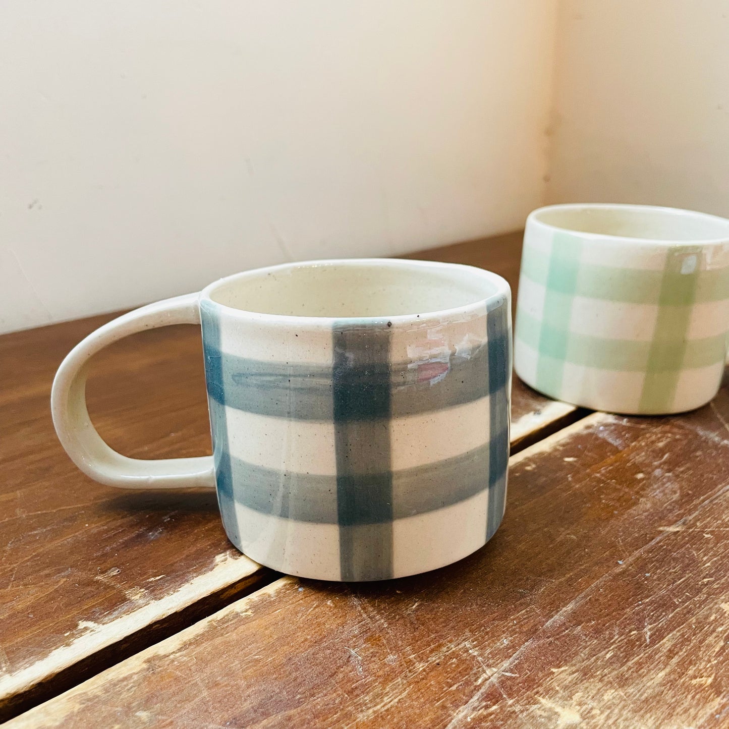 Meadow Gingham Stoneware Mug