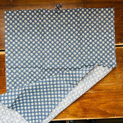 Cotton Slub Tea Towel with Block Print Pattern