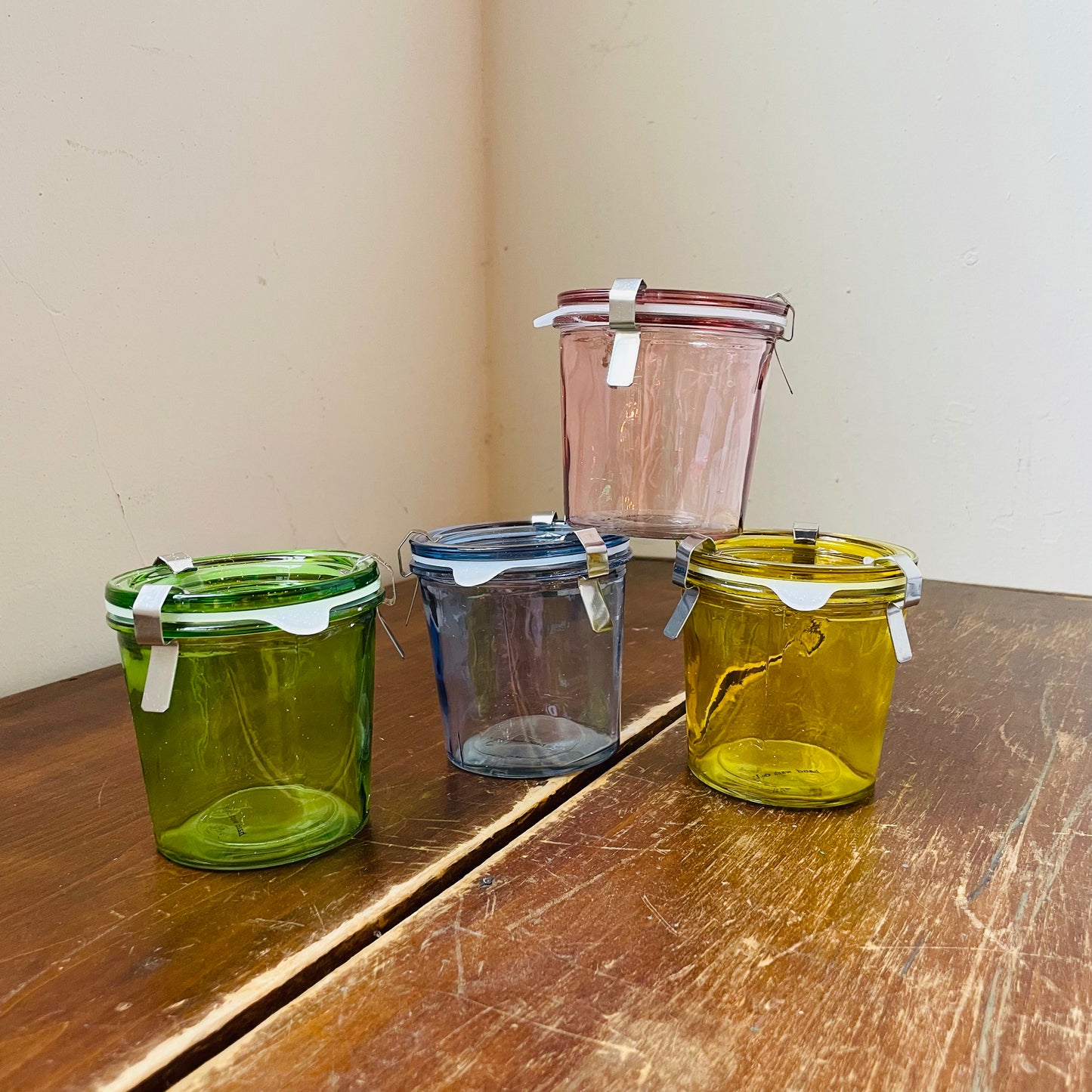 Colored Glass Food Storage Jar with Lid