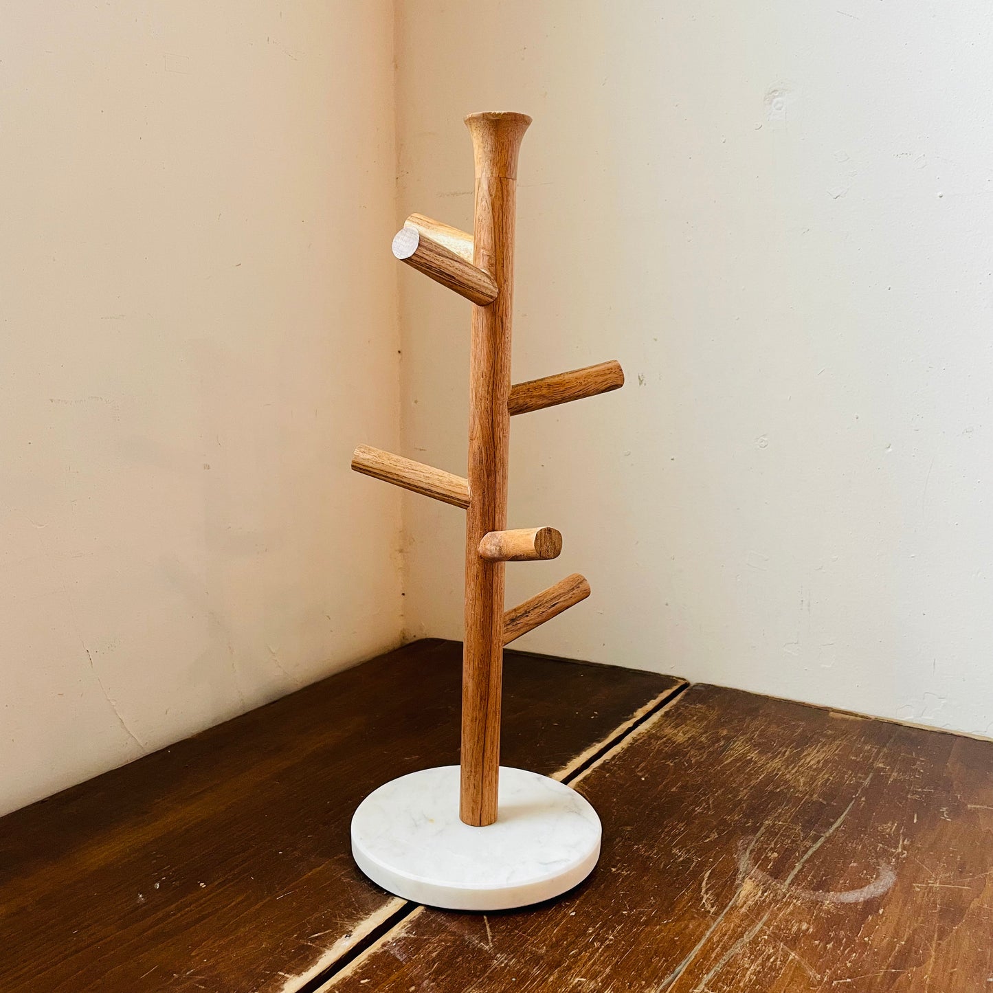Mango Wood & Marble Mug Tree