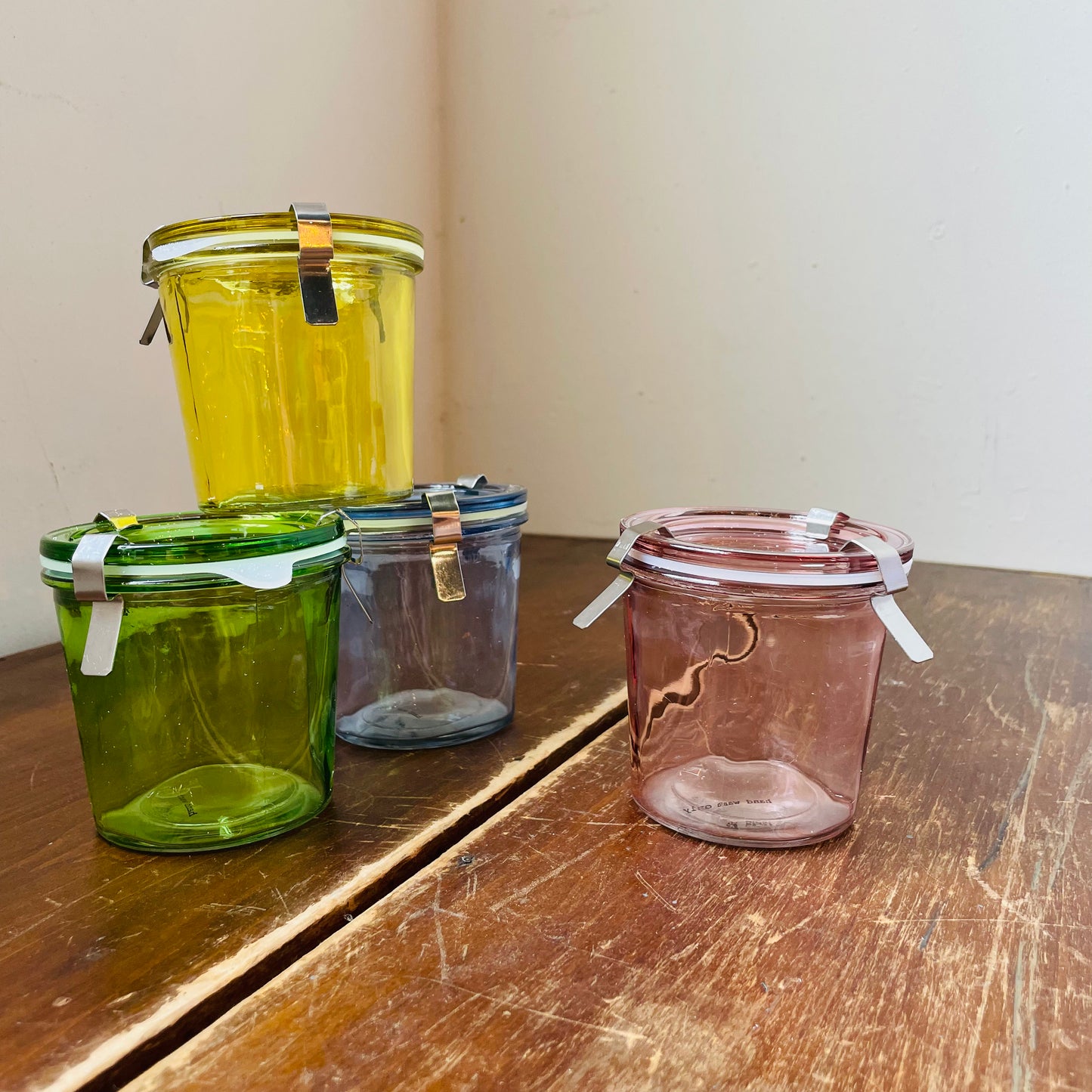 Colored Glass Food Storage Jar with Lid