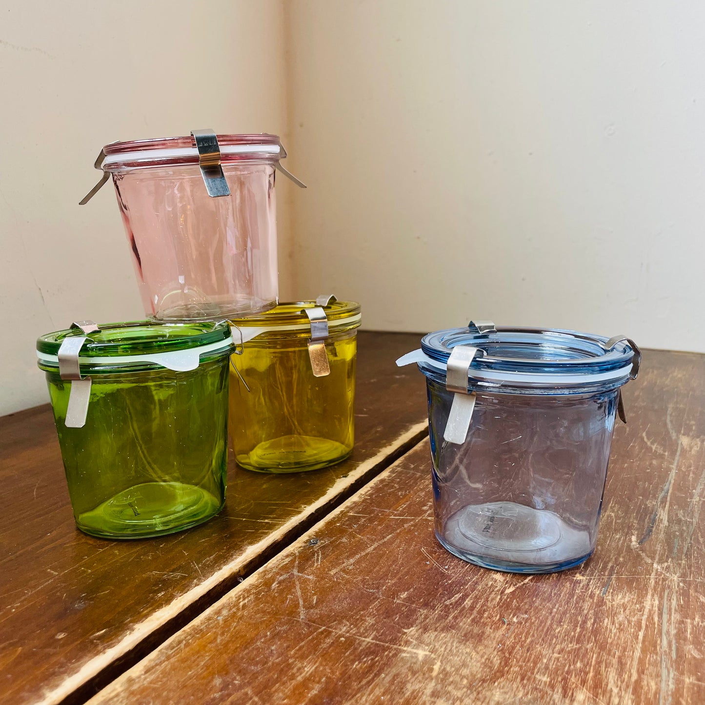 Colored Glass Food Storage Jar with Lid