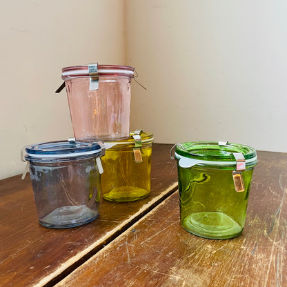 Colored Glass Food Storage Jar with Lid