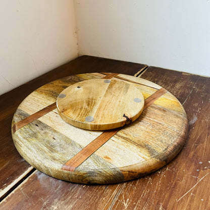 Mango Wood & Marble Check Lazy Susan