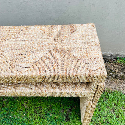 Hand-Woven Water Hyacinth & Acacia Wood Console Table