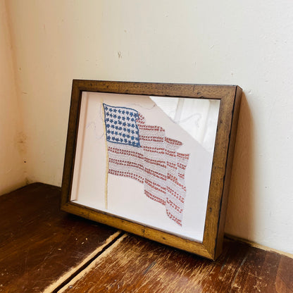 Vintage American Flag Stitching Framed Print