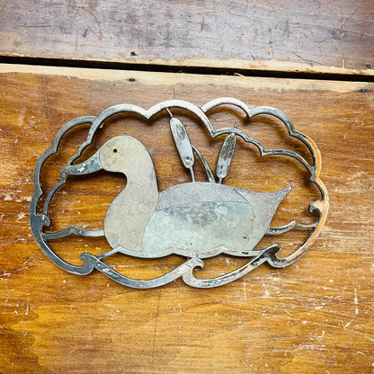 Duck in the Marsh Metal Trivet- Vintage