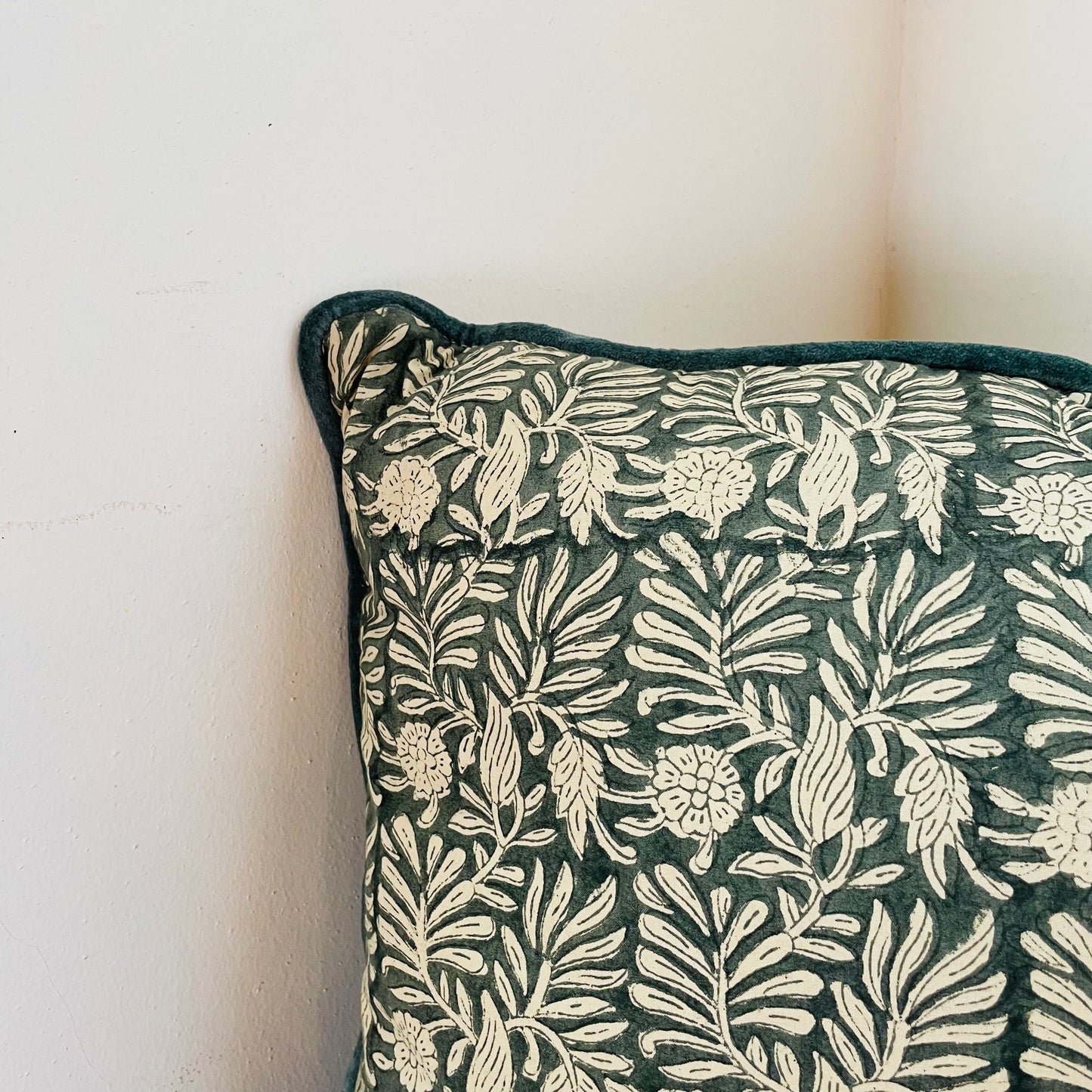 Laurel & Mayfair Block Print Leaf Squares Pillow