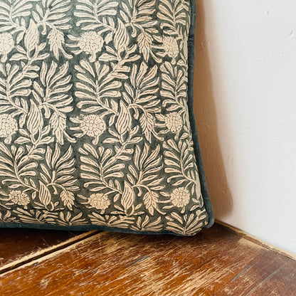 Laurel & Mayfair Block Print Leaf Squares Pillow