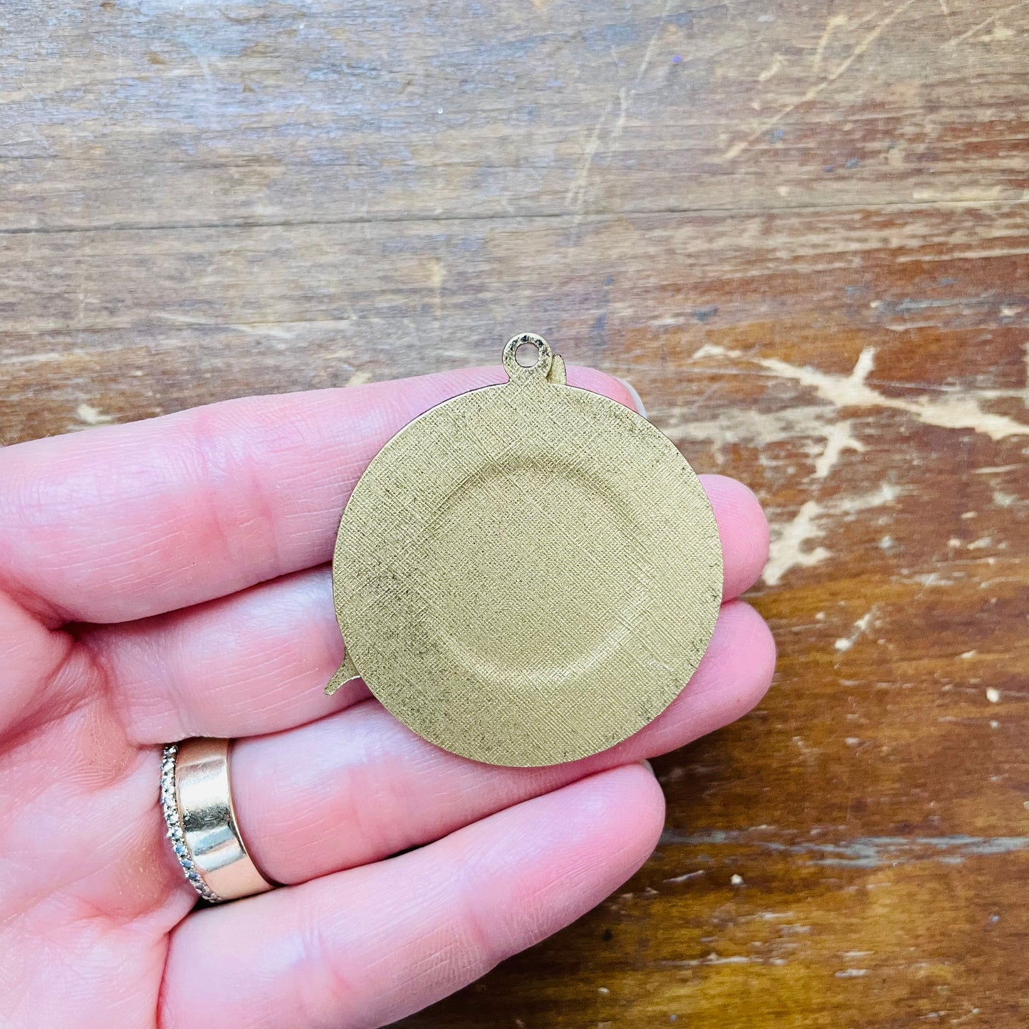 Brass Flying Wood Duck on Circle Pendant- Vintage