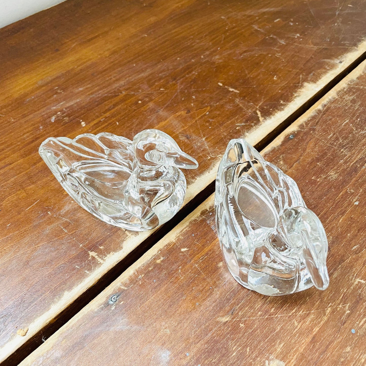Glass Duck Salt Cellar Pair- Vintage