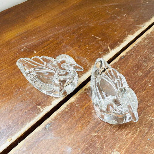Glass Duck Salt Cellar Pair- Vintage