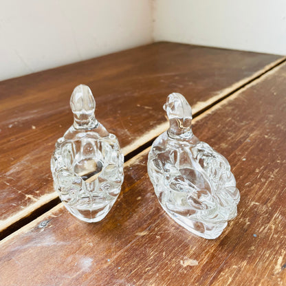 Glass Duck Salt Cellar Pair- Vintage