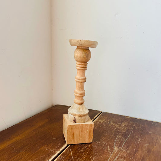 Pine Wooden Candle Holder- Vintage