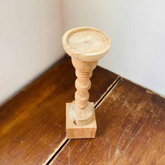 Pine Wooden Candle Holder- Vintage