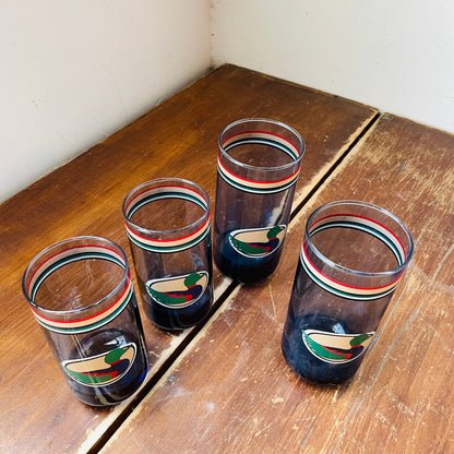 Anchor Hocking Blue Tinted Mallard Glass Set of 4- Vintage