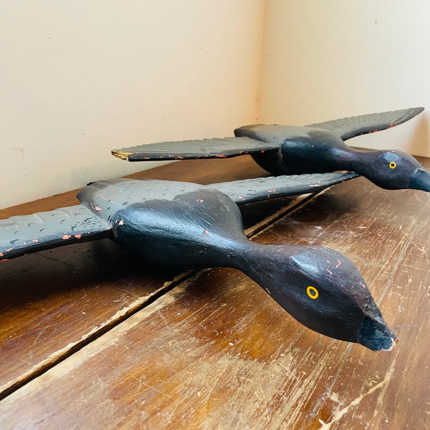 20th Century Folk Art Flying Geese Decoy Set- Vintage