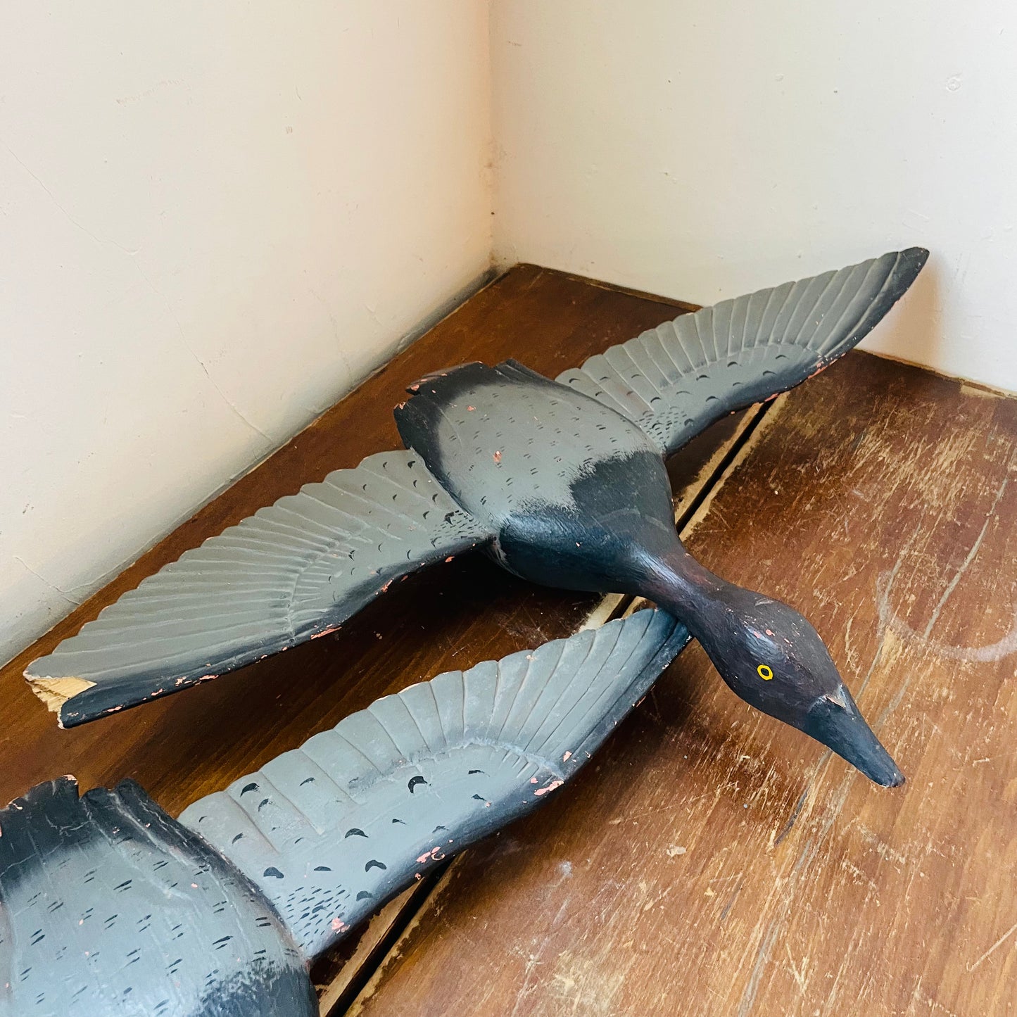 20th Century Folk Art Flying Geese Decoy Set- Vintage