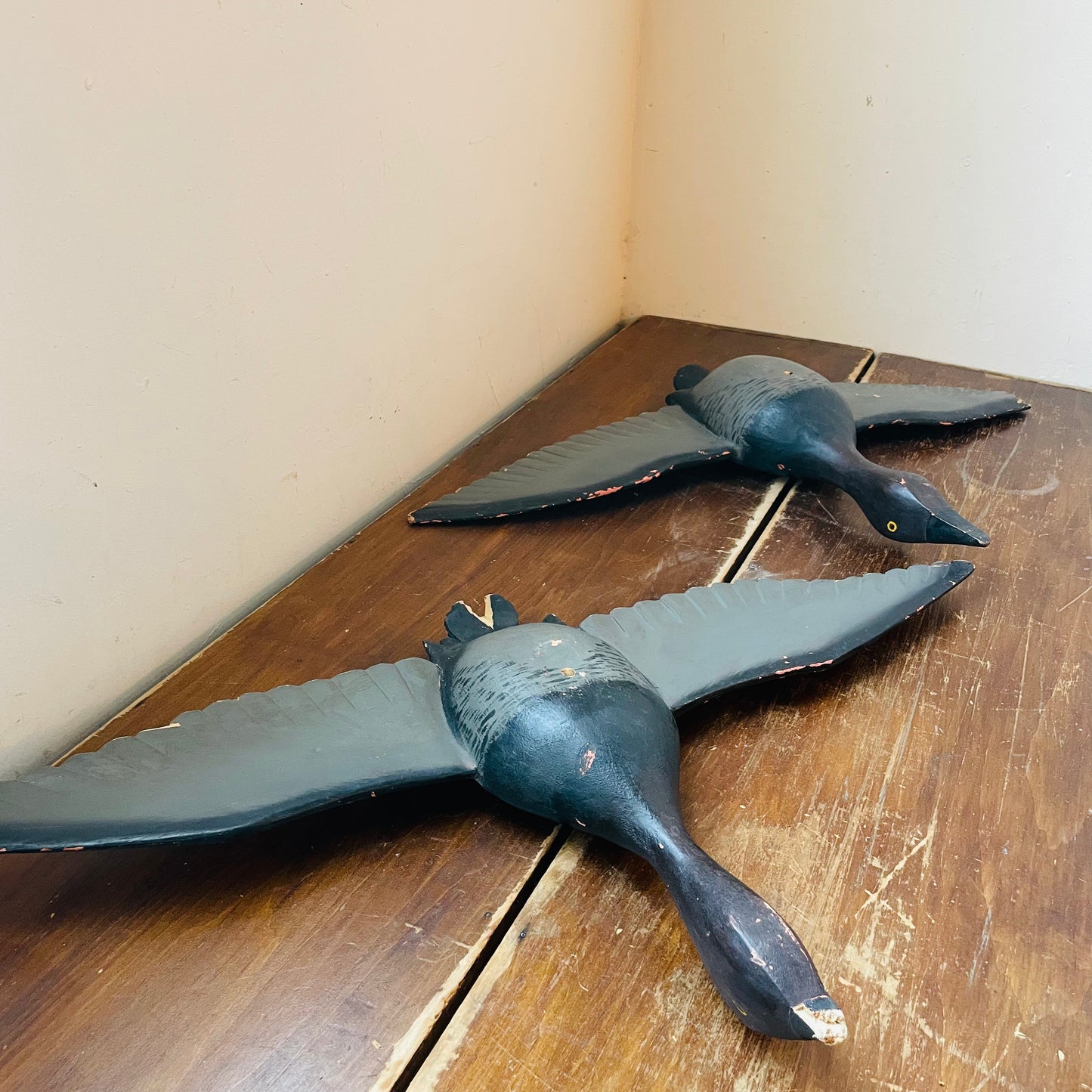 20th Century Folk Art Flying Geese Decoy Set- Vintage