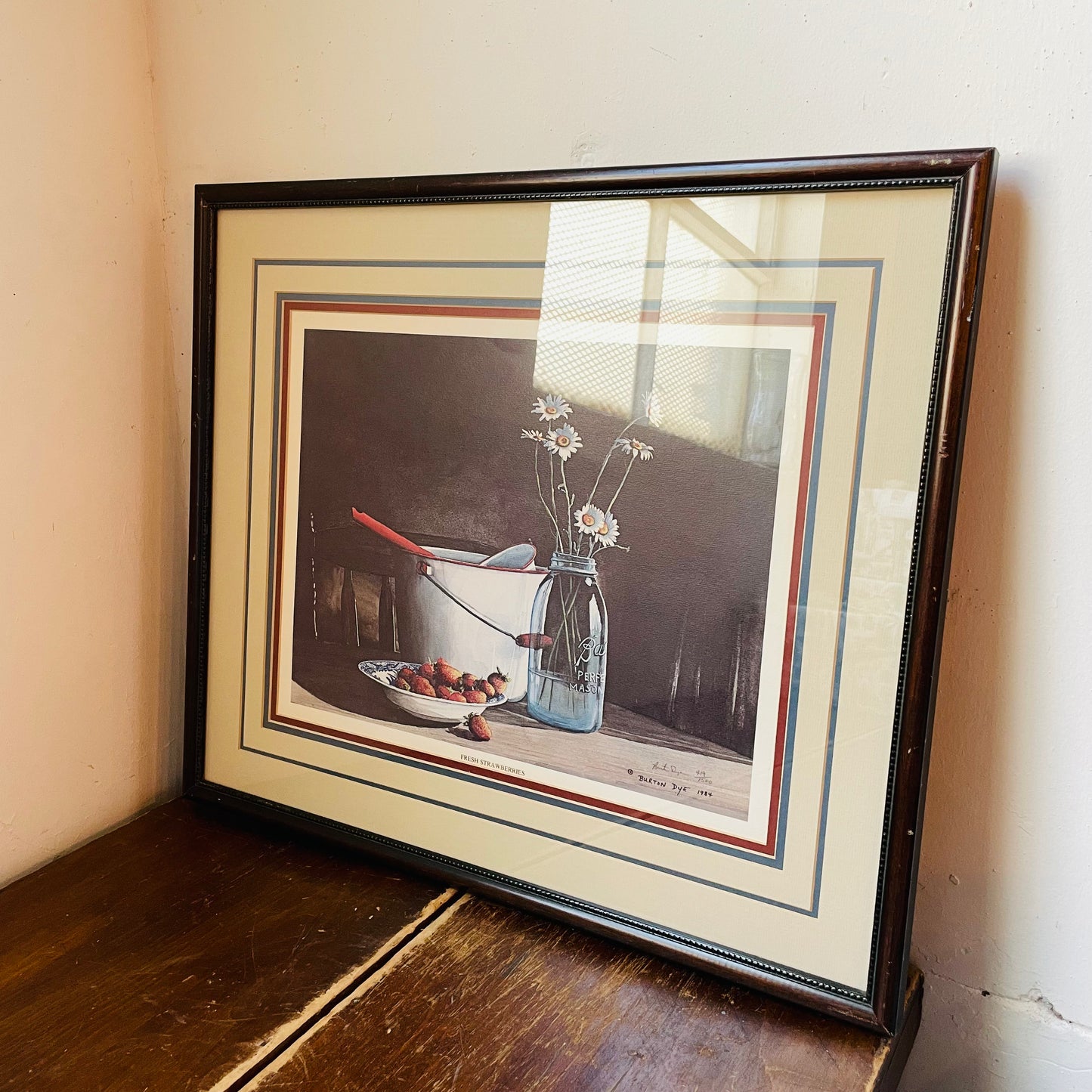 "Fresh Strawberries" by Burton Dye Framed Print- Vintage