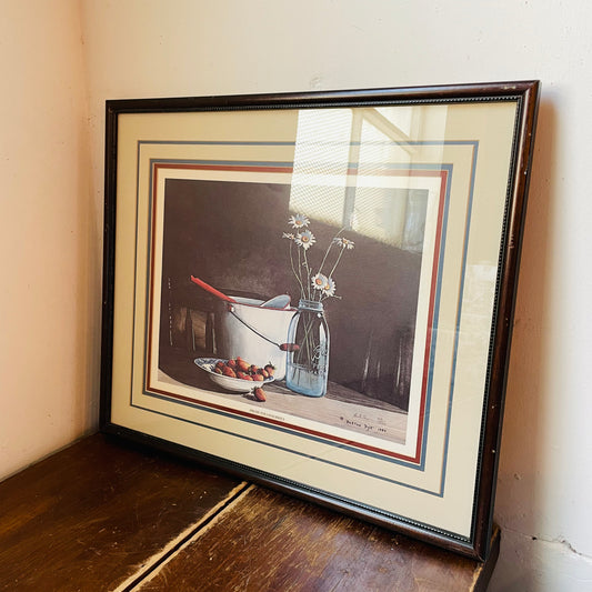 "Fresh Strawberries" by Burton Dye Framed Print- Vintage