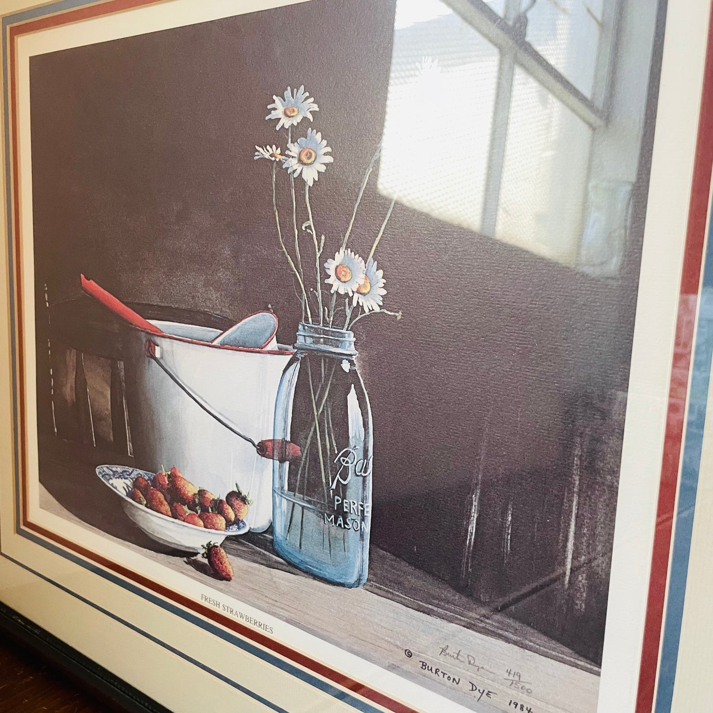 "Fresh Strawberries" by Burton Dye Framed Print- Vintage