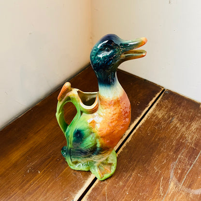 St. Clement, France Majolica Ceramic Mallard Pitcher- Vintage
