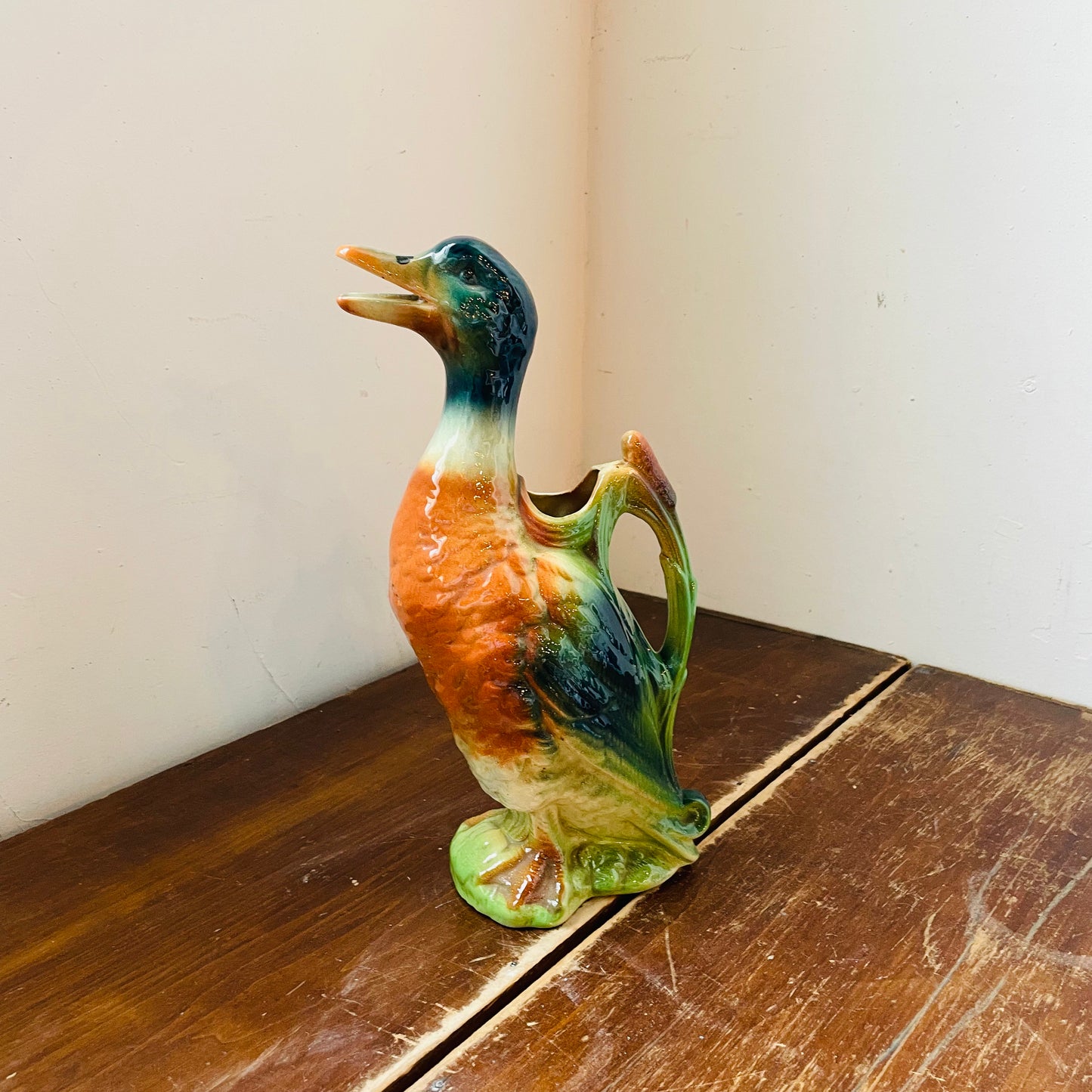 St. Clement, France Majolica Ceramic Mallard Pitcher- Vintage