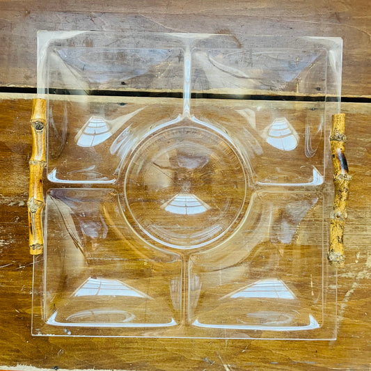 Acrylic Bamboo Serving Tray- Vintage