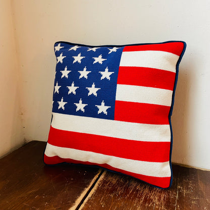 American Flag Embroidered Pillow