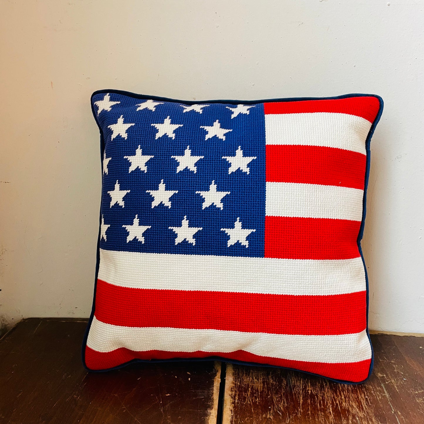 American Flag Embroidered Pillow