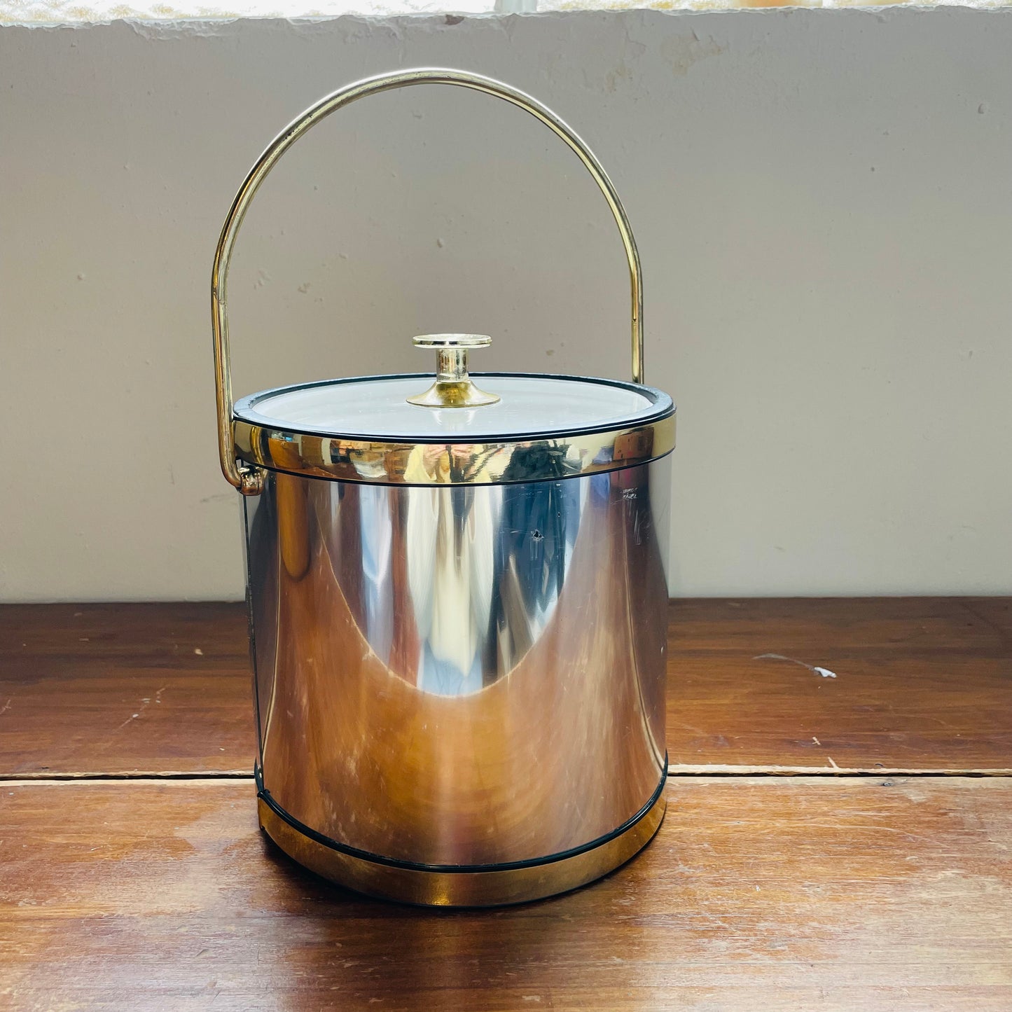 Silver & Brass Ice Bucket- Vintage