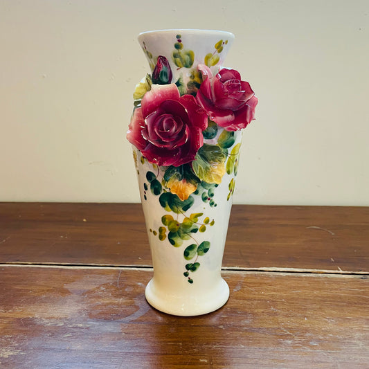 Italian Barbotine Majolica Vase- Vintage