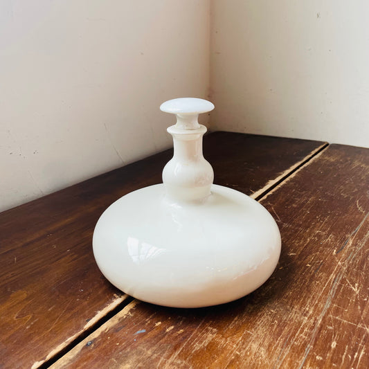 Squatty White Ceramic Decanter- Vintage