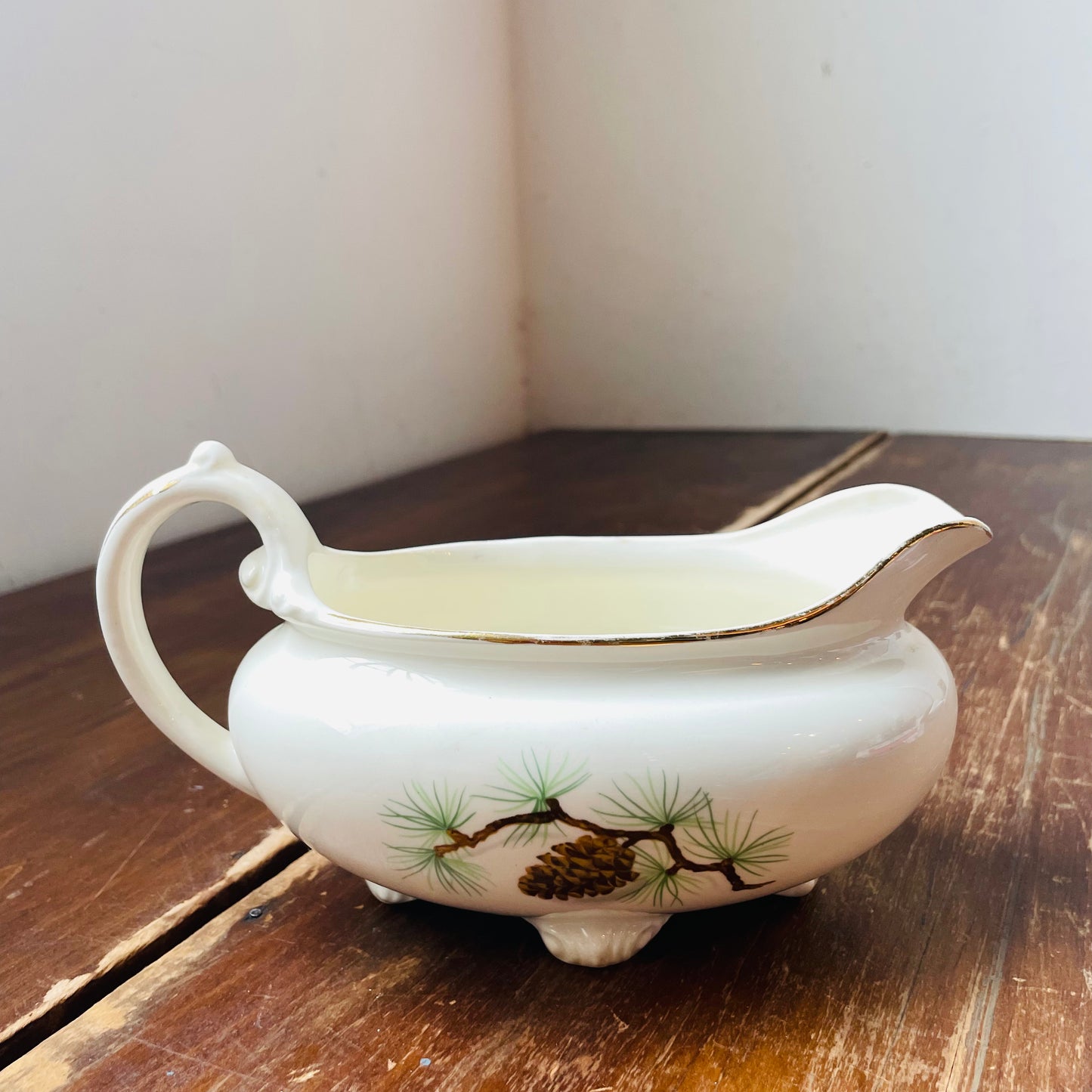 Homer Laughlin Nautilus Pine Cone Gravy Boat- Vintage