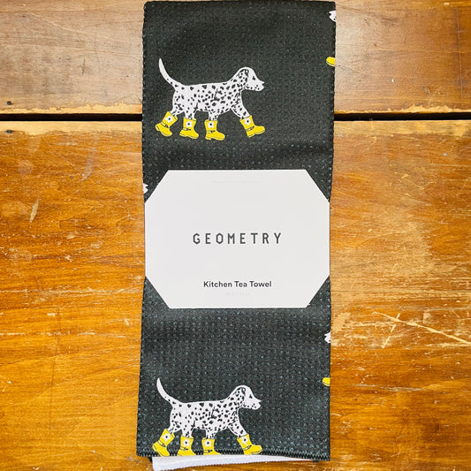 Dalmatian In Boots Black Tea Towel