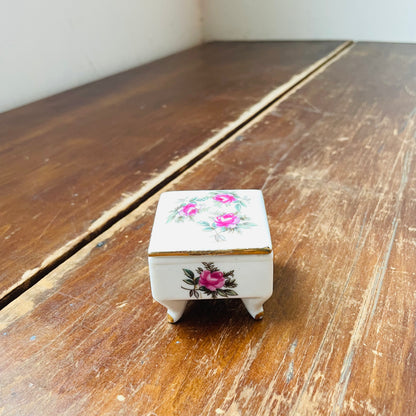 Candle in Footed Trinket Box- Vintage