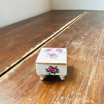 Candle in Footed Trinket Box- Vintage