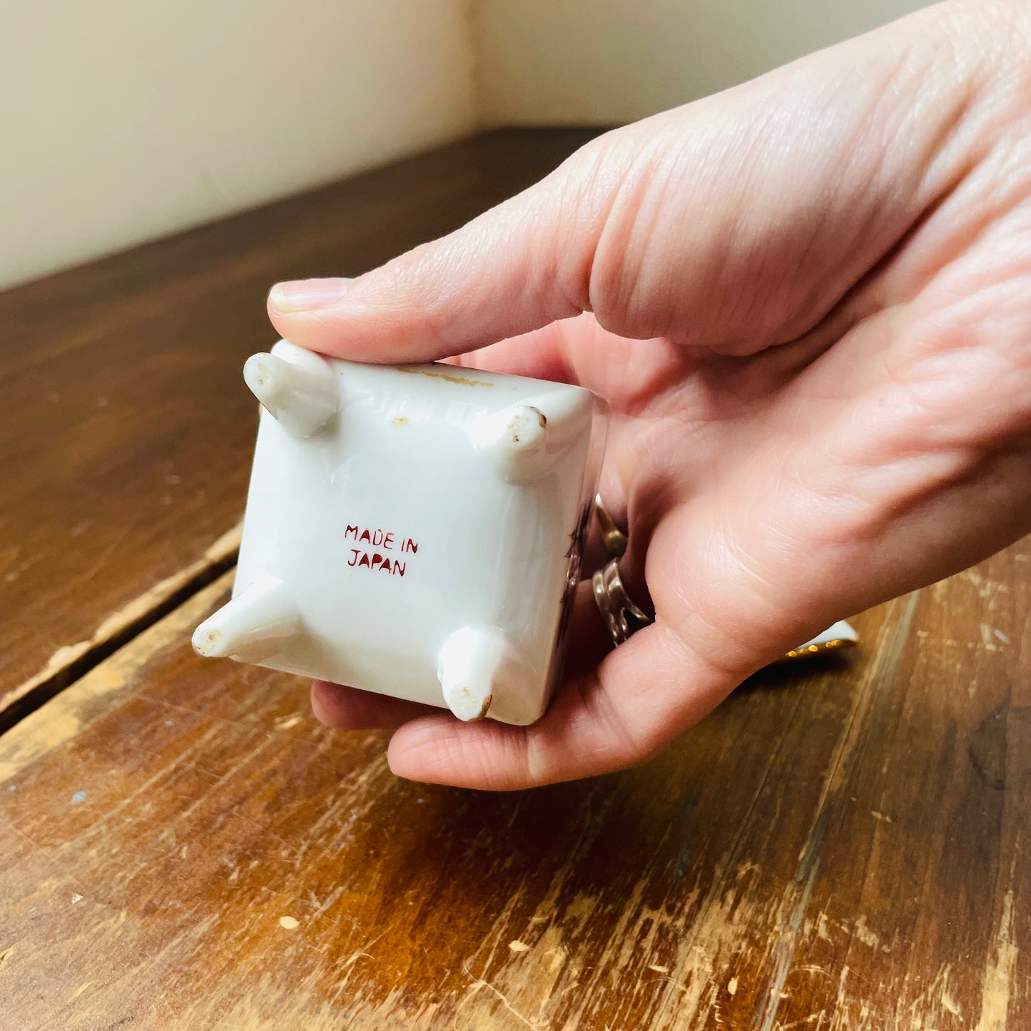 Candle in Footed Trinket Box- Vintage