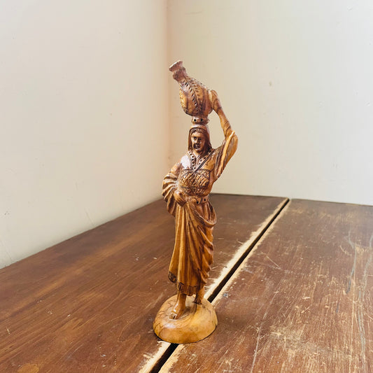 The Samaritan Woman Carved in Olive Wood- Vintage
