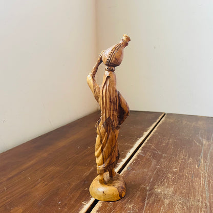 The Samaritan Woman Carved in Olive Wood- Vintage