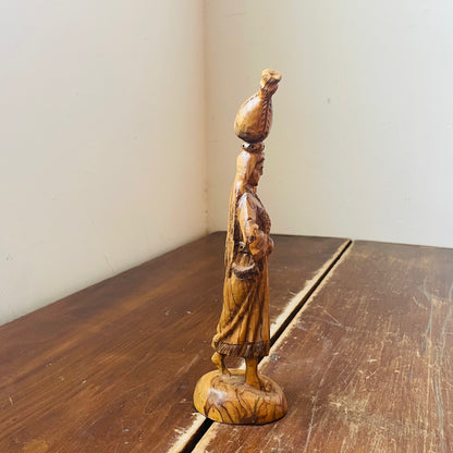 The Samaritan Woman Carved in Olive Wood- Vintage